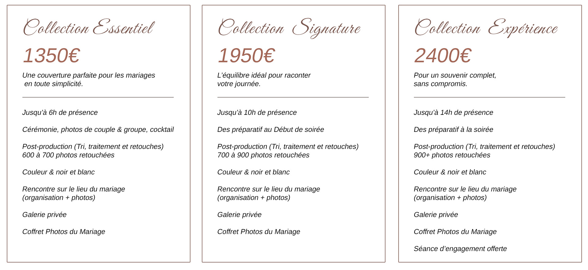 Tarifs photographe mariage Hérault