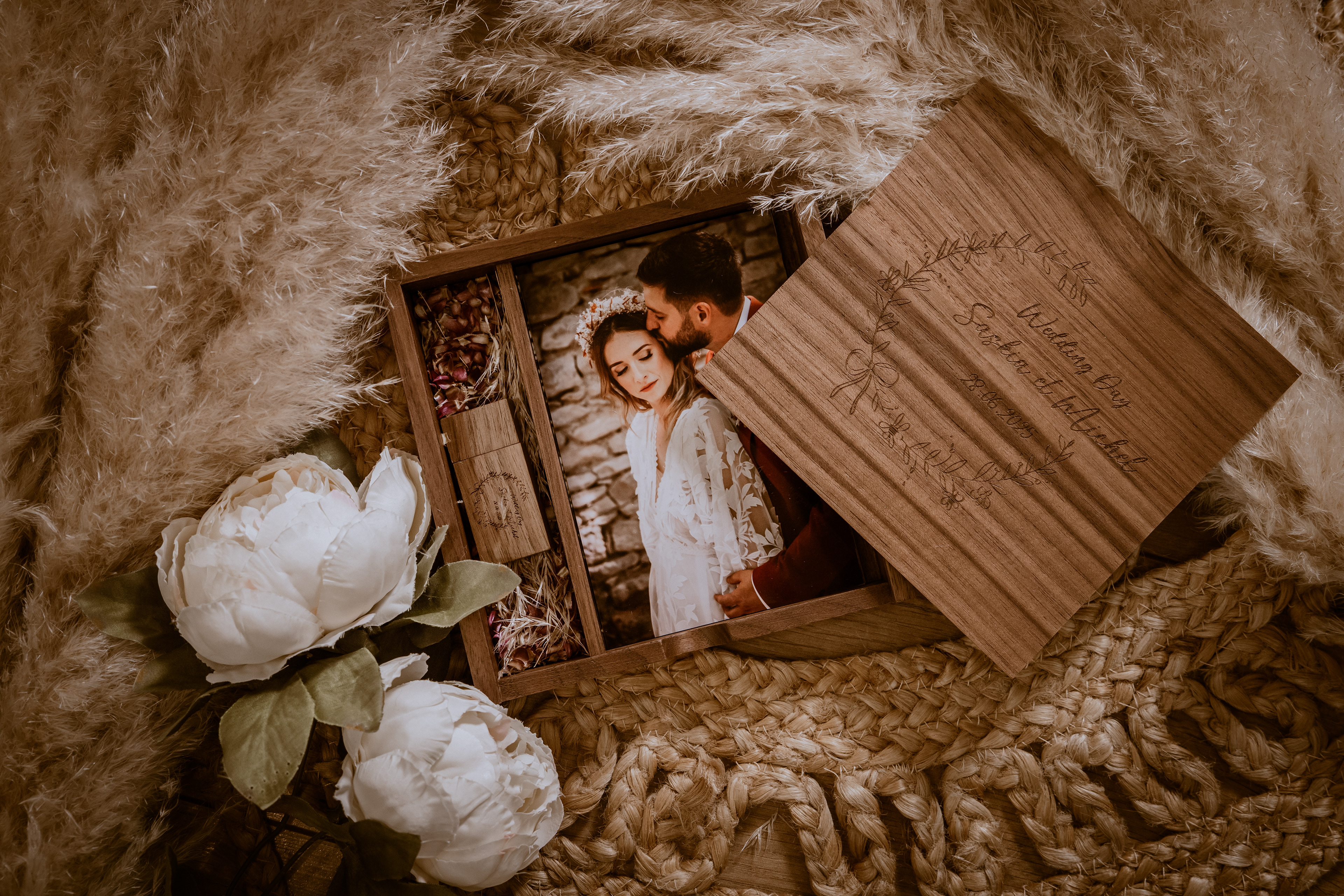 coffret photo mariage bois personnalisé clé USB tirages Lionel Bonnet photographe mariage