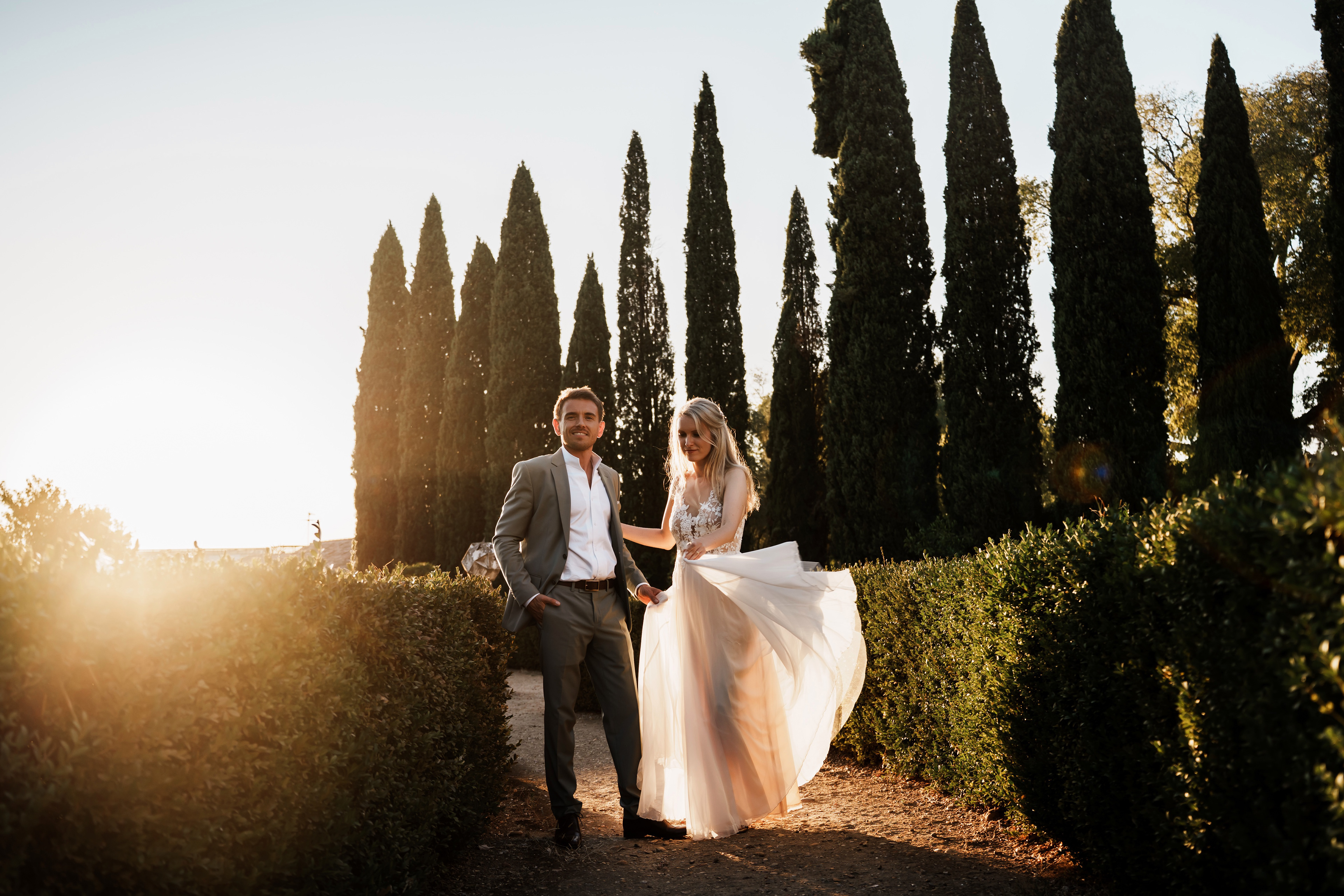 photographe mariage Château de Flaugergues Montpellier couple coucher de soleil