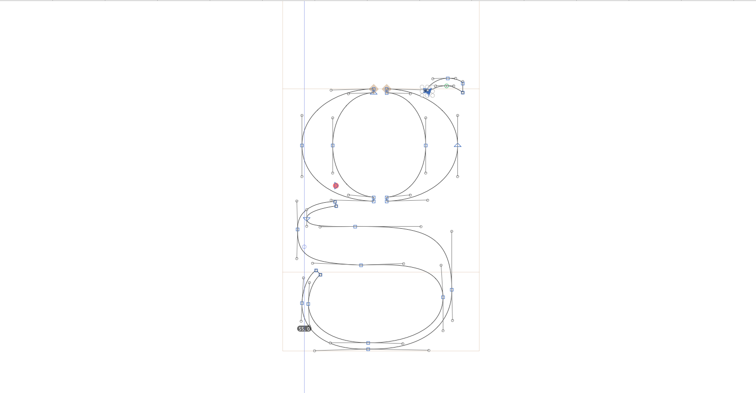 Konstruktion der Buchstaben in Glyphs