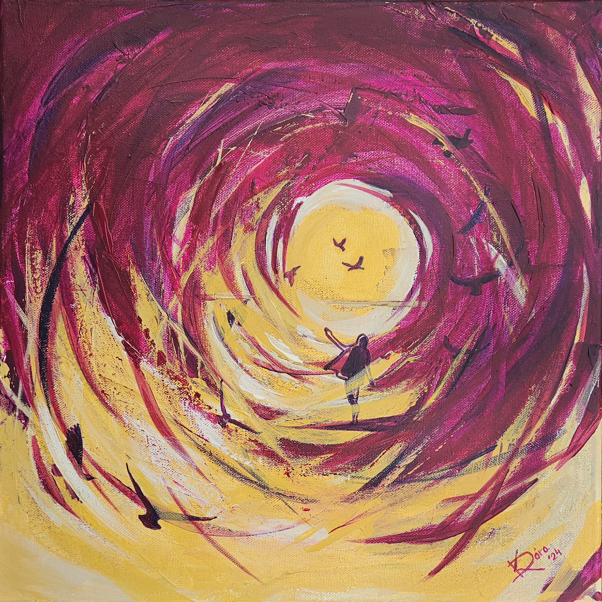Átutazók - 40x40cm, acrylic, canvas