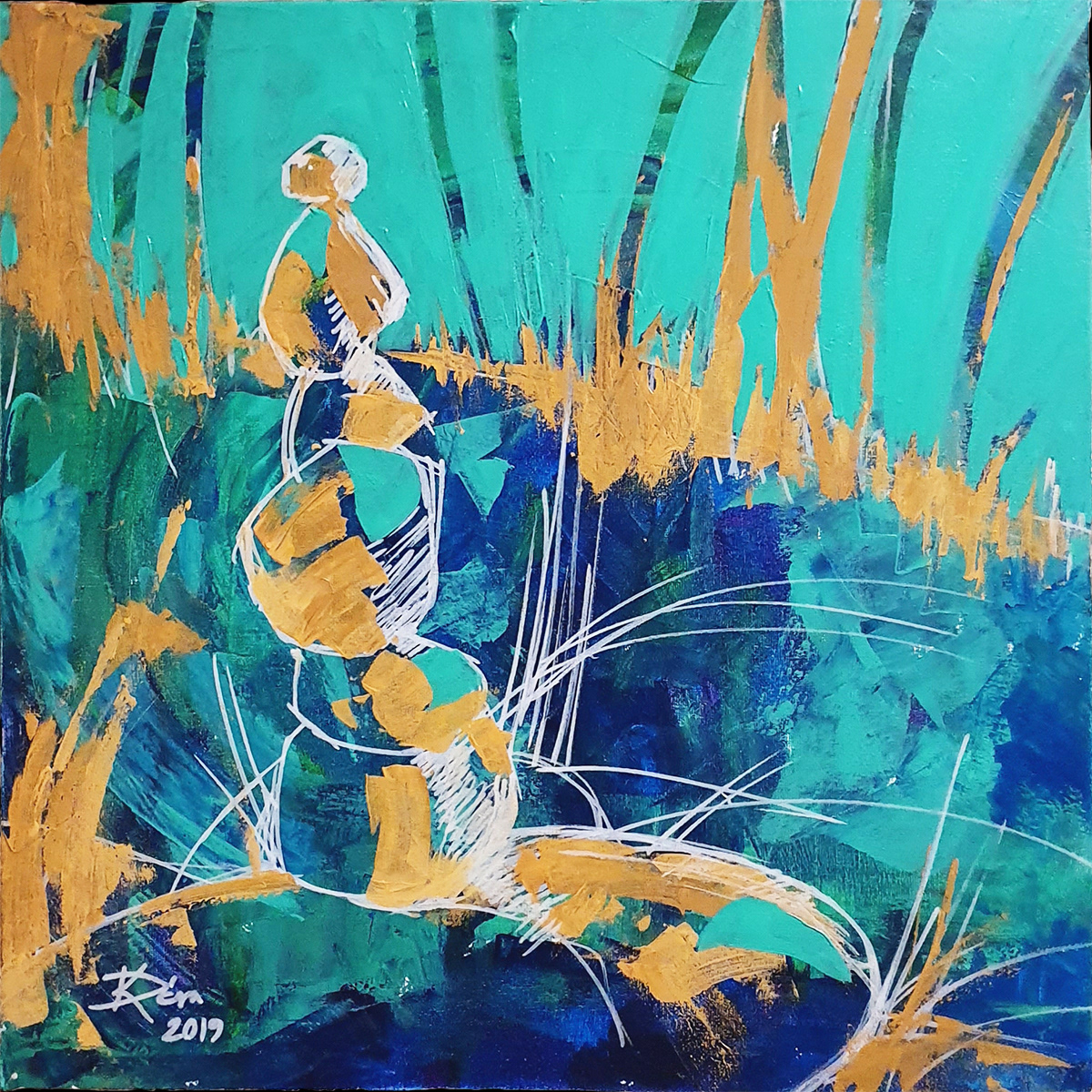 Kövek - 50x50cm, acrylic, canvas