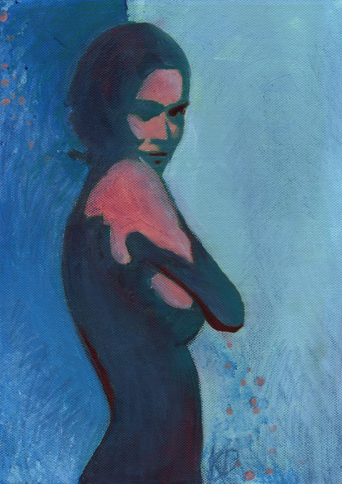 Nélküled / Without You - 29,5x21 cm canvas, acrylic, chalk