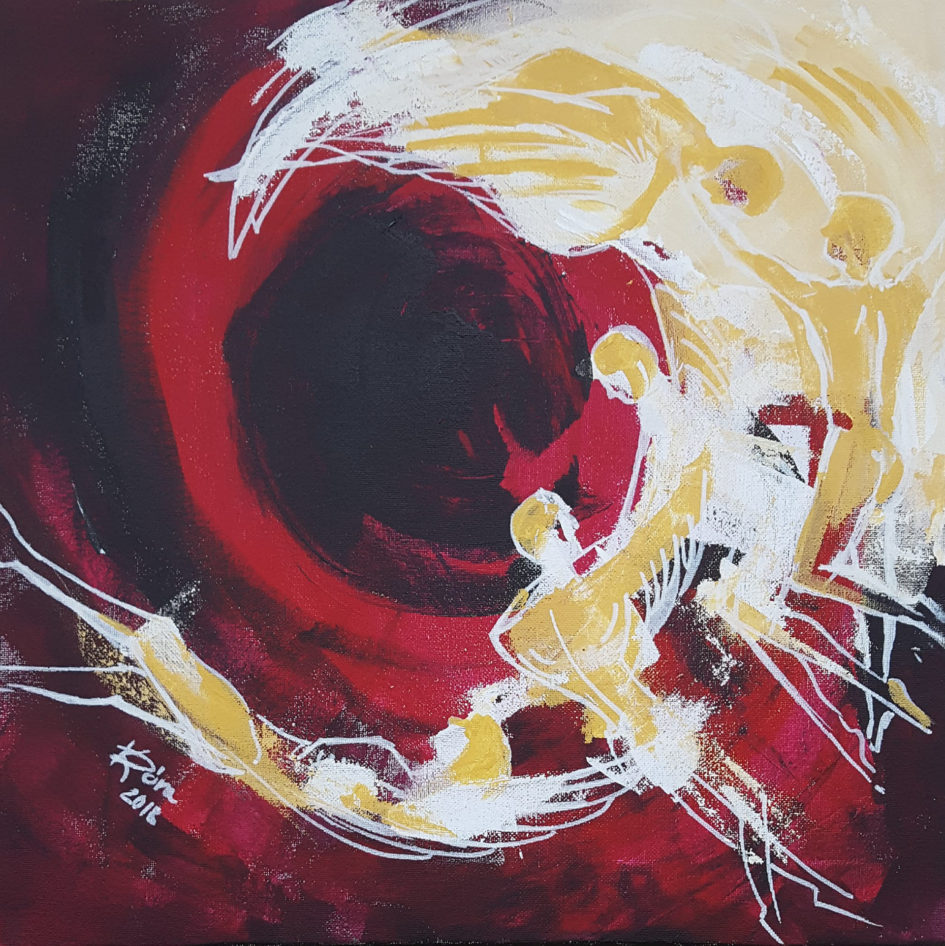 Angyalokkal táncoló / Dancing with Angels - 40x40 cm, canvas, acrylic
