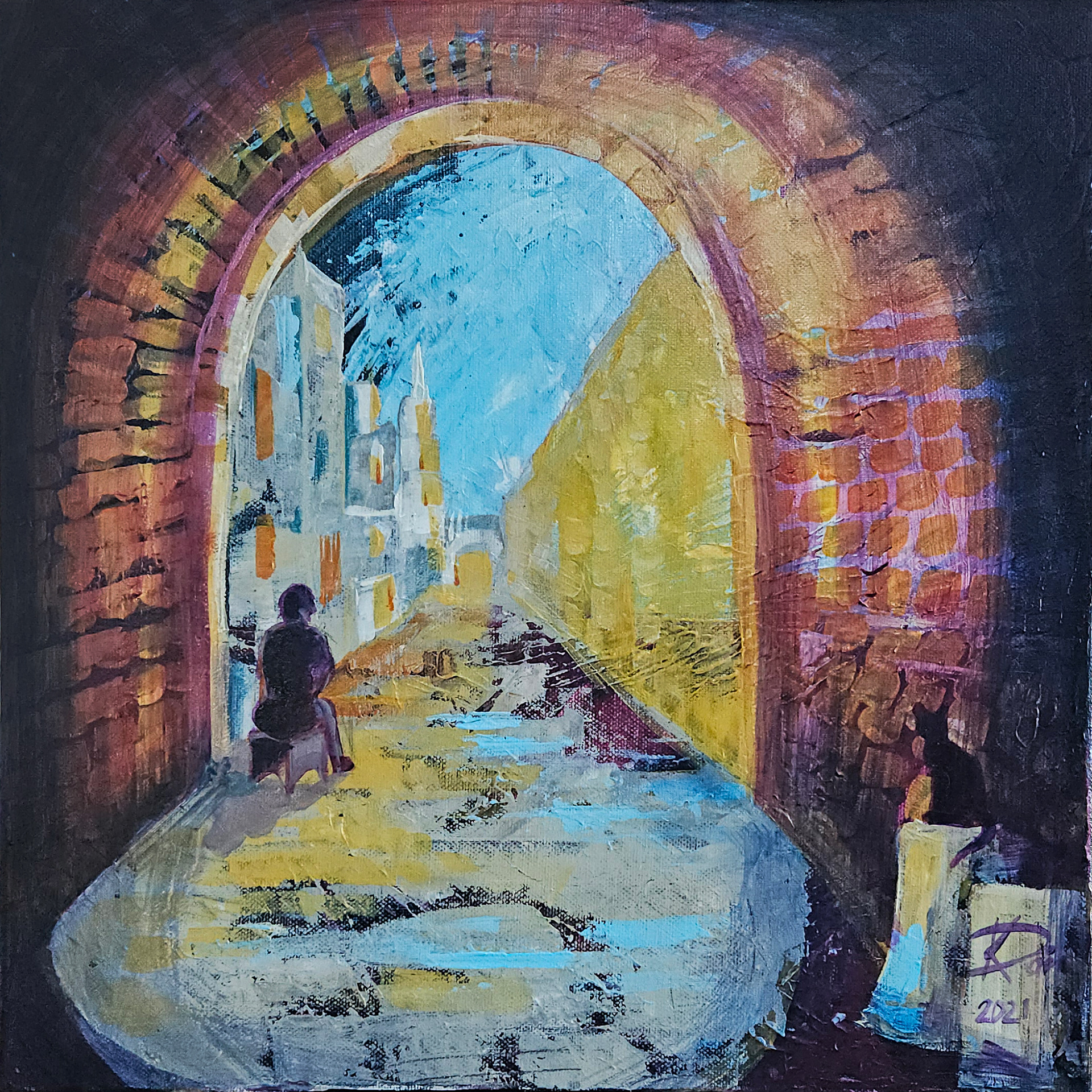 Várakozók - 40x40cm, acrylic, canvas