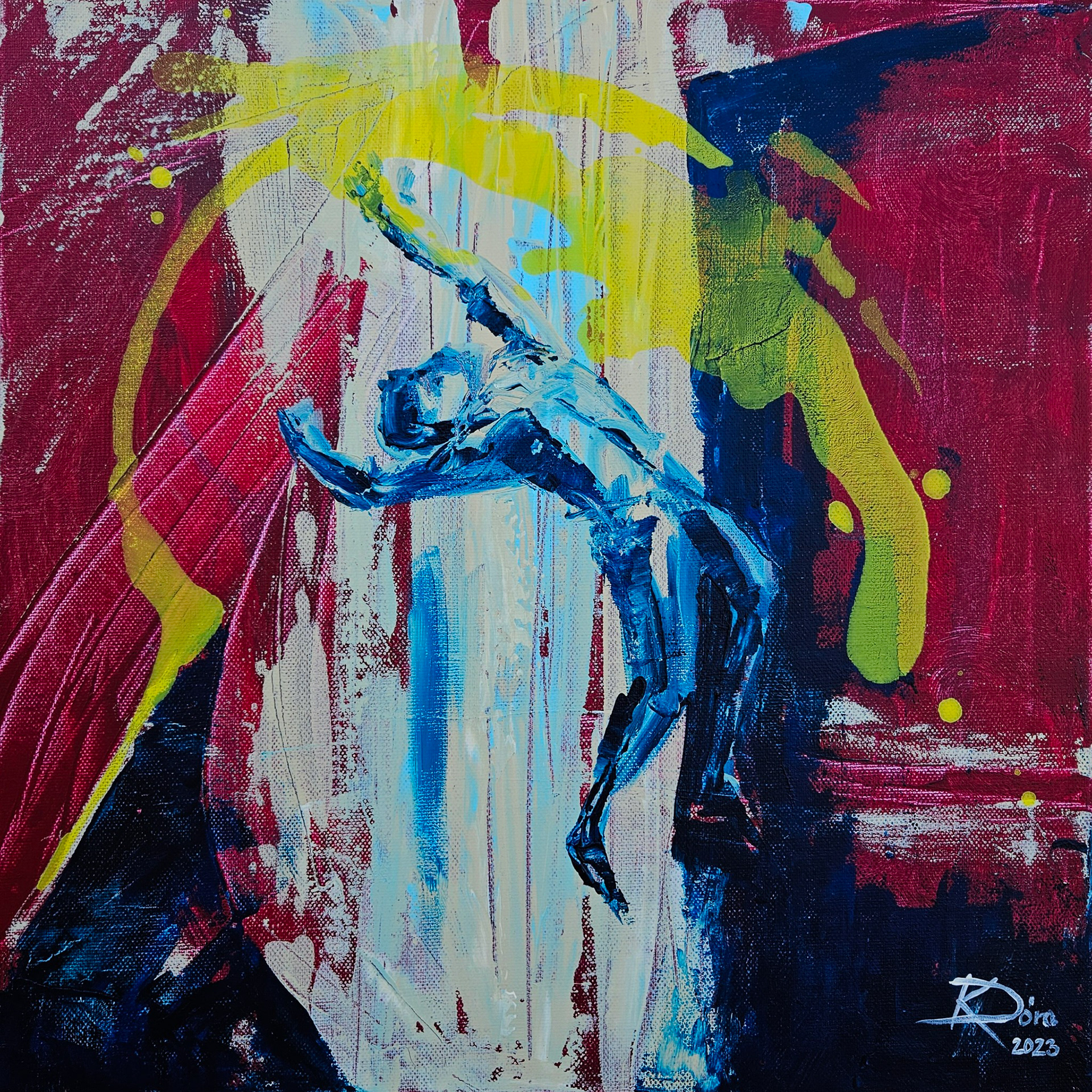 Zuhanás - 40x40cm, acrylic, canvas