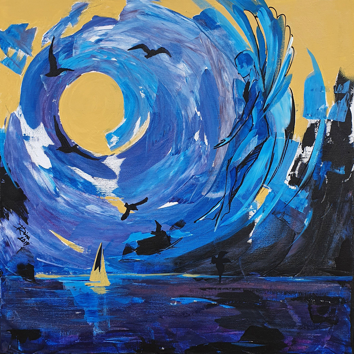 Viharon túl, szélcsenden innen - 58x58cm, acrylic, canvas