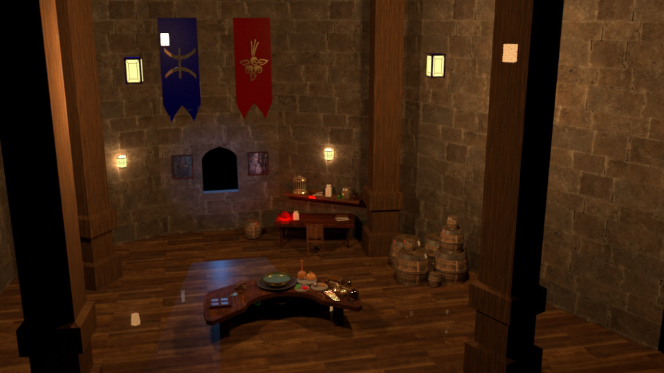 zoomed out render of wizard room