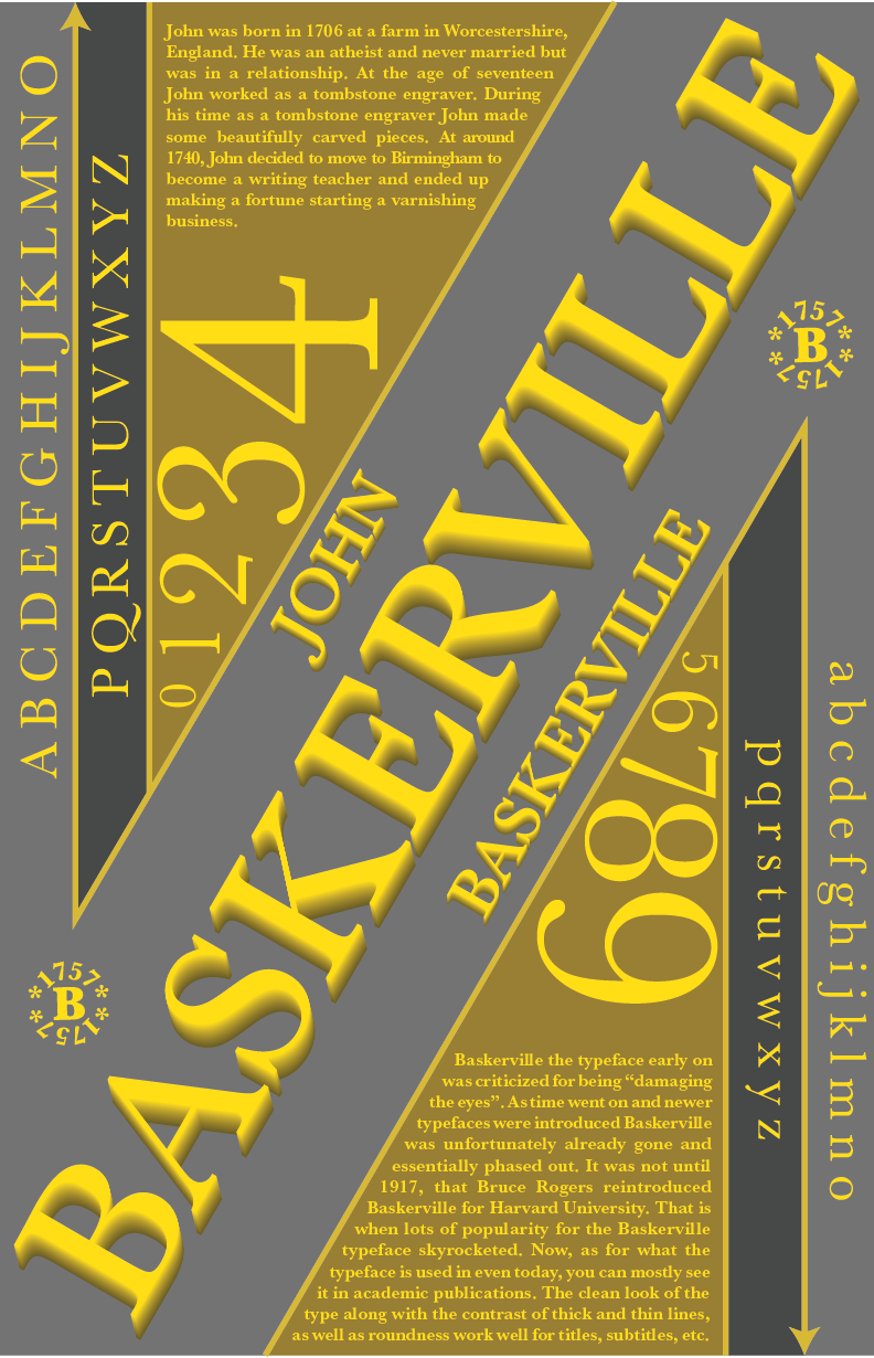 Poster with various text created to honor John Baskerville