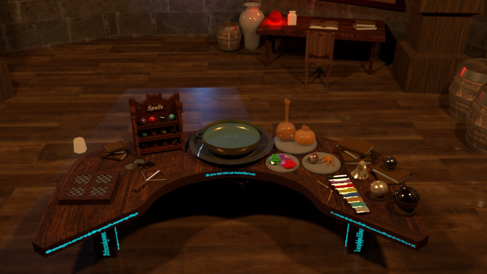 Close up of wizard table render