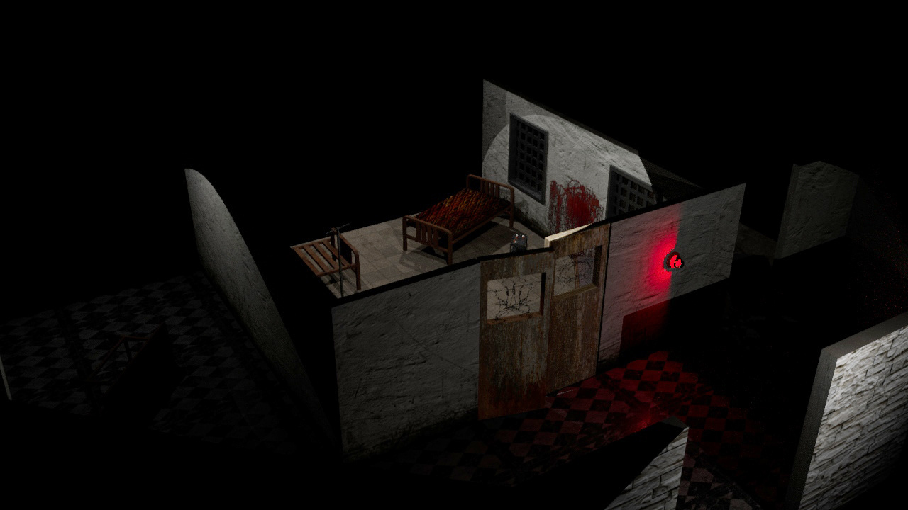overhead render of horror hospital