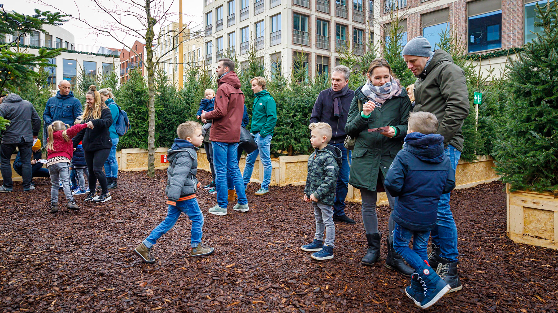 Het Kerstbomen Doolhof in Leidsche Rijn Centrum te Utrecht.