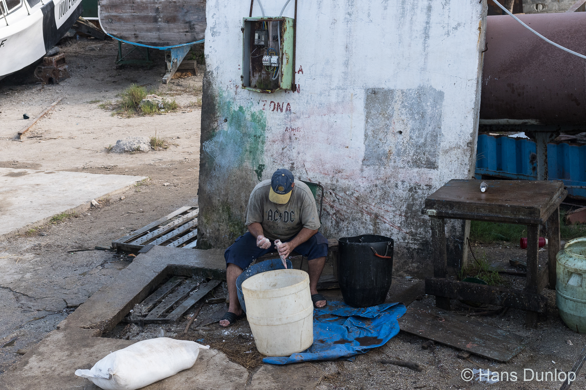 conserving his fresh caught fish