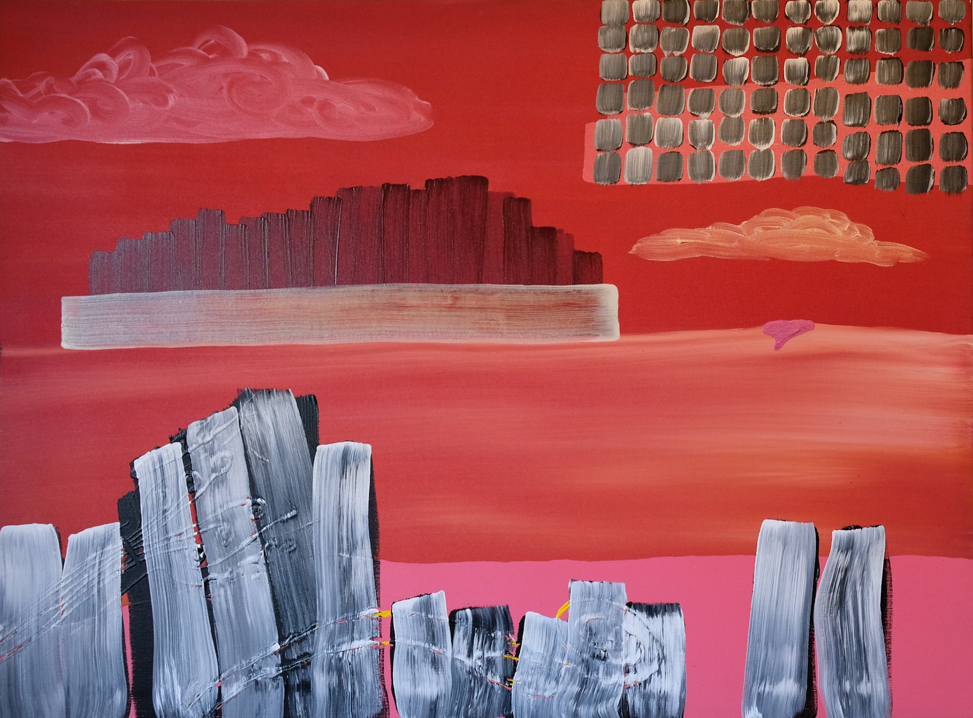 'Letter on the Highway'  100 x 136 cms Acrylic on Canvas