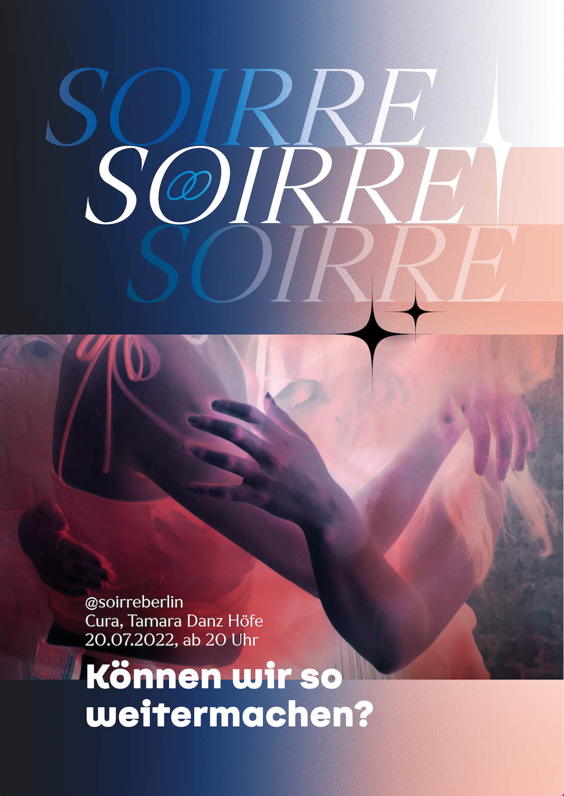 Fiktives Plakat für meine Abschlussarbeit "SOIRRE", Photoshop-Collage, 2021