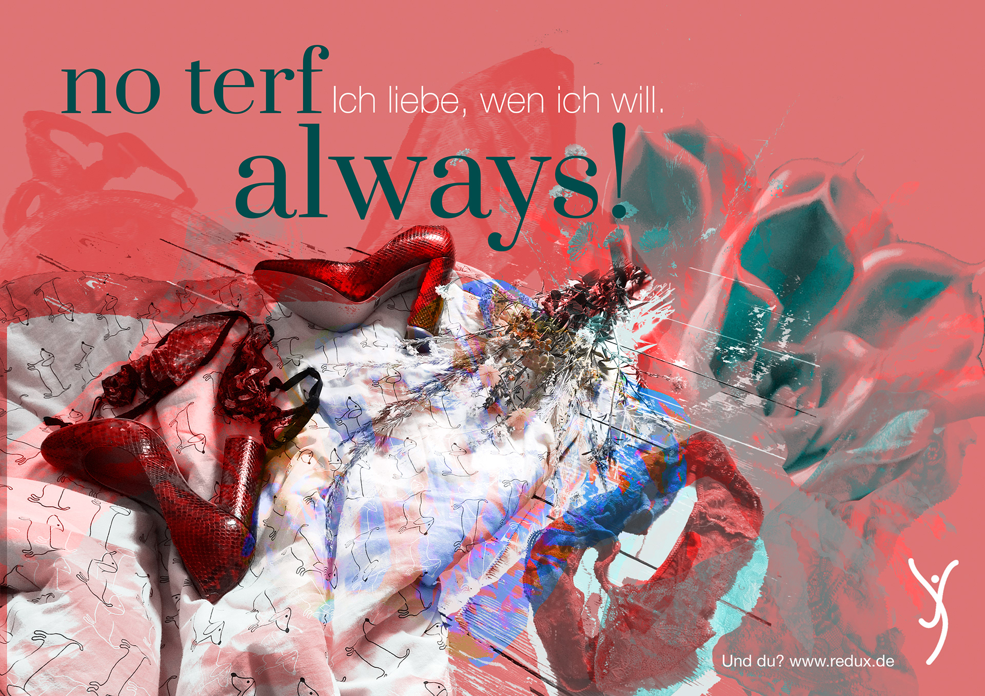 Illustration für ein fiktives Werbeplakat für Schmerzmittel für junge Frauen, Photoshop Collage, 2020