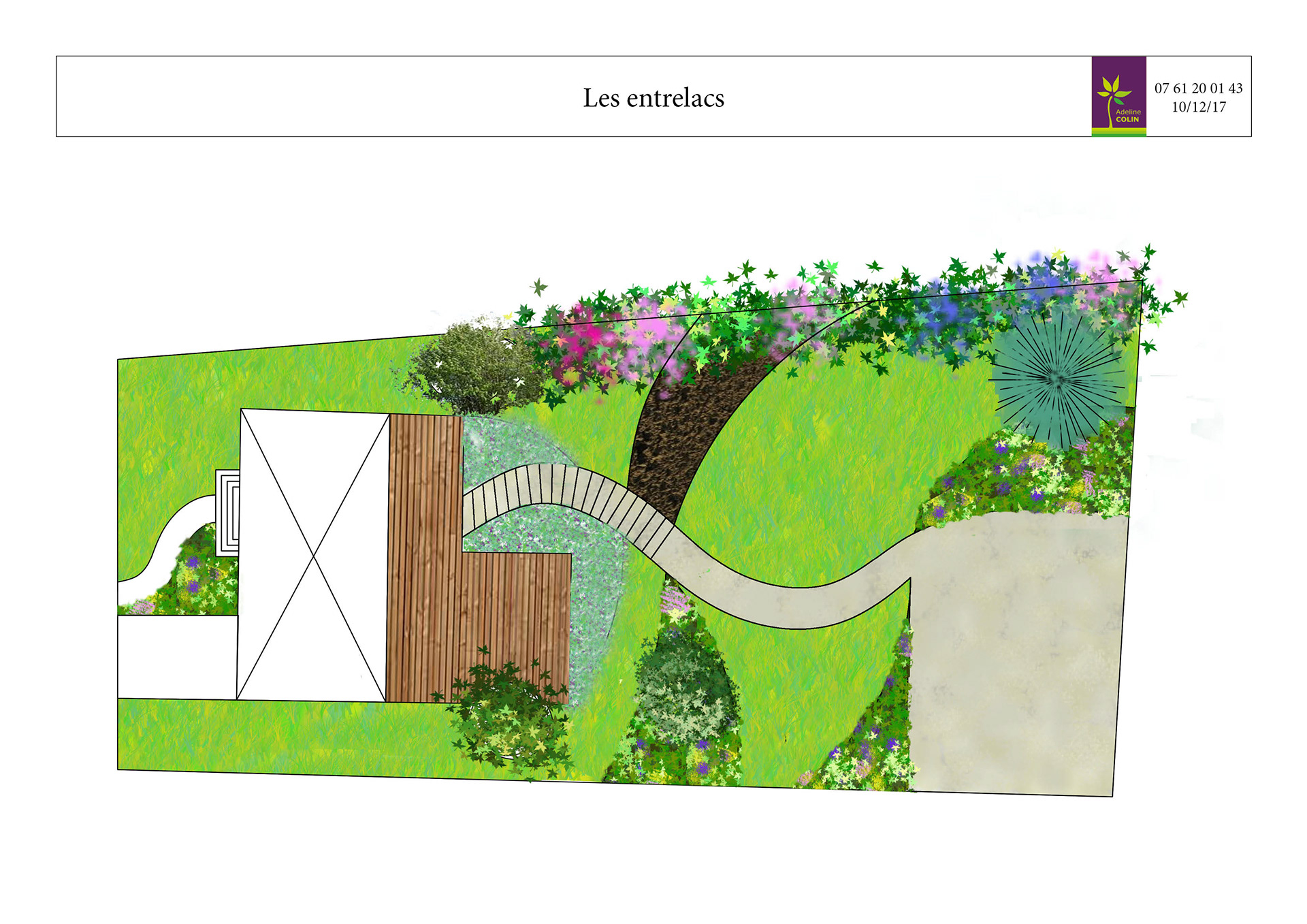Terrase plus ouverte sur le jardin; les courbes cassent les lignes de la maison et sa hauteur.