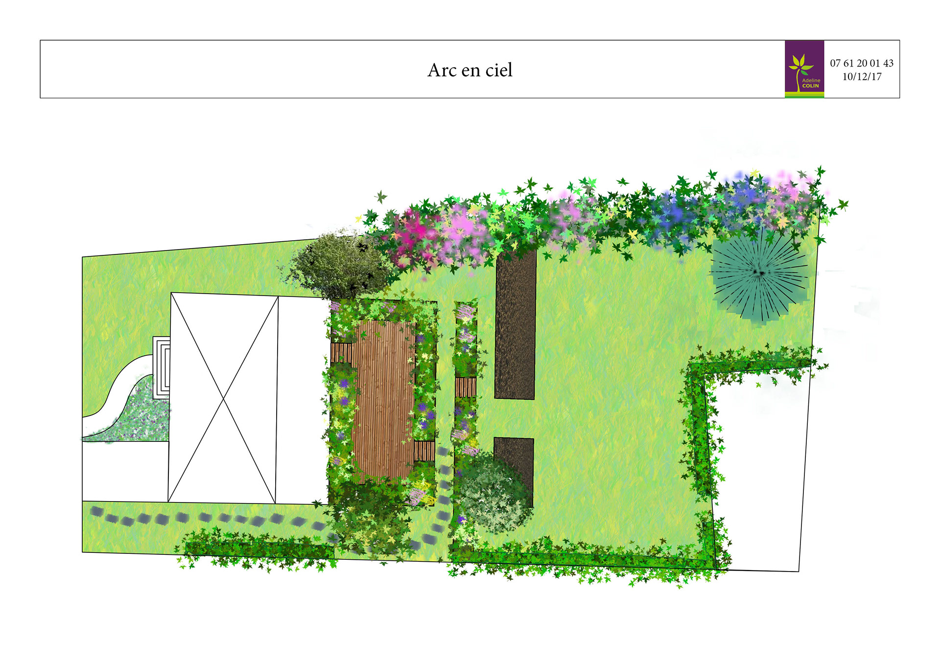 Terrasse fleurie sur un palier.