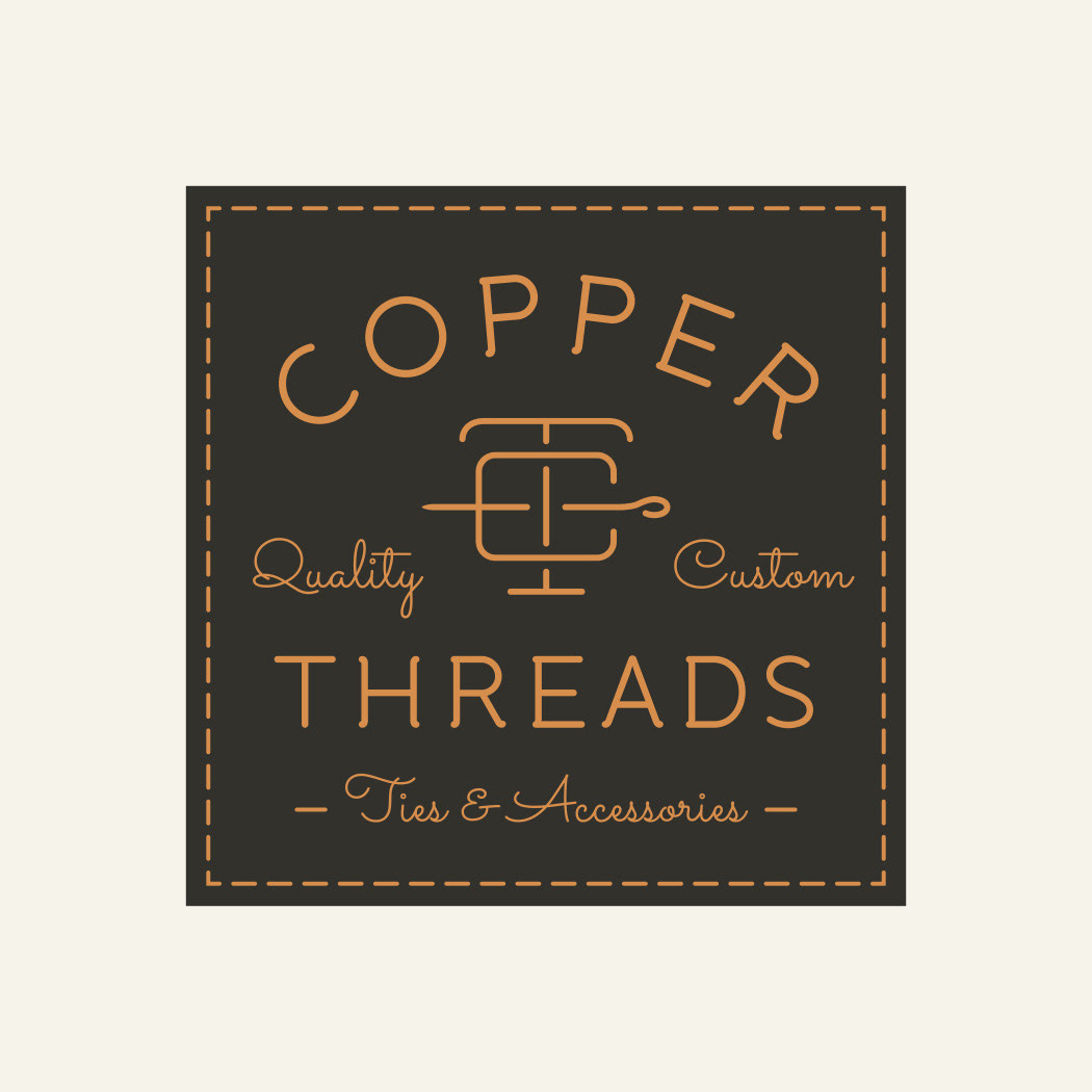 Copper Threads custom ties and accessories logo and patch design by Scott Whitehouse. 