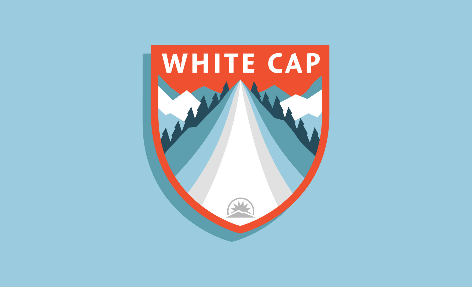 Sunday River White Cap ski mountain peak badge logo design by Scott Whitehouse.