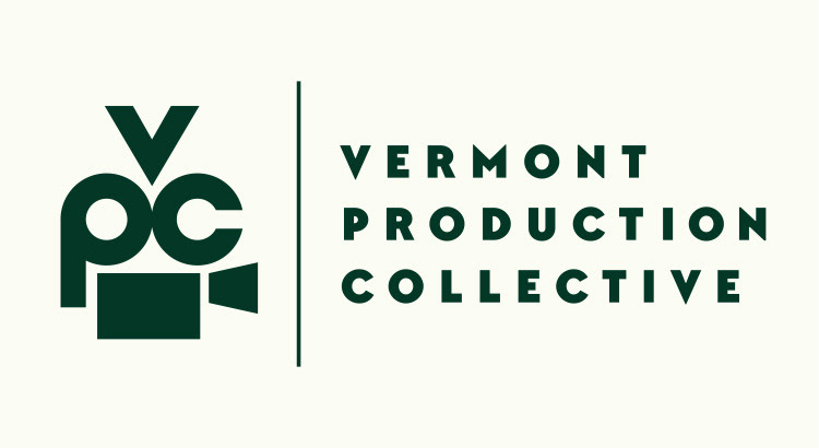 Vermont Production Collective logo with VPC icon designed as an abstract movie camera Logo seal badge design for Vermont Production Collective, featuring a VPC icon symbol in th shape of a movie camera by Scott Whitehouse.