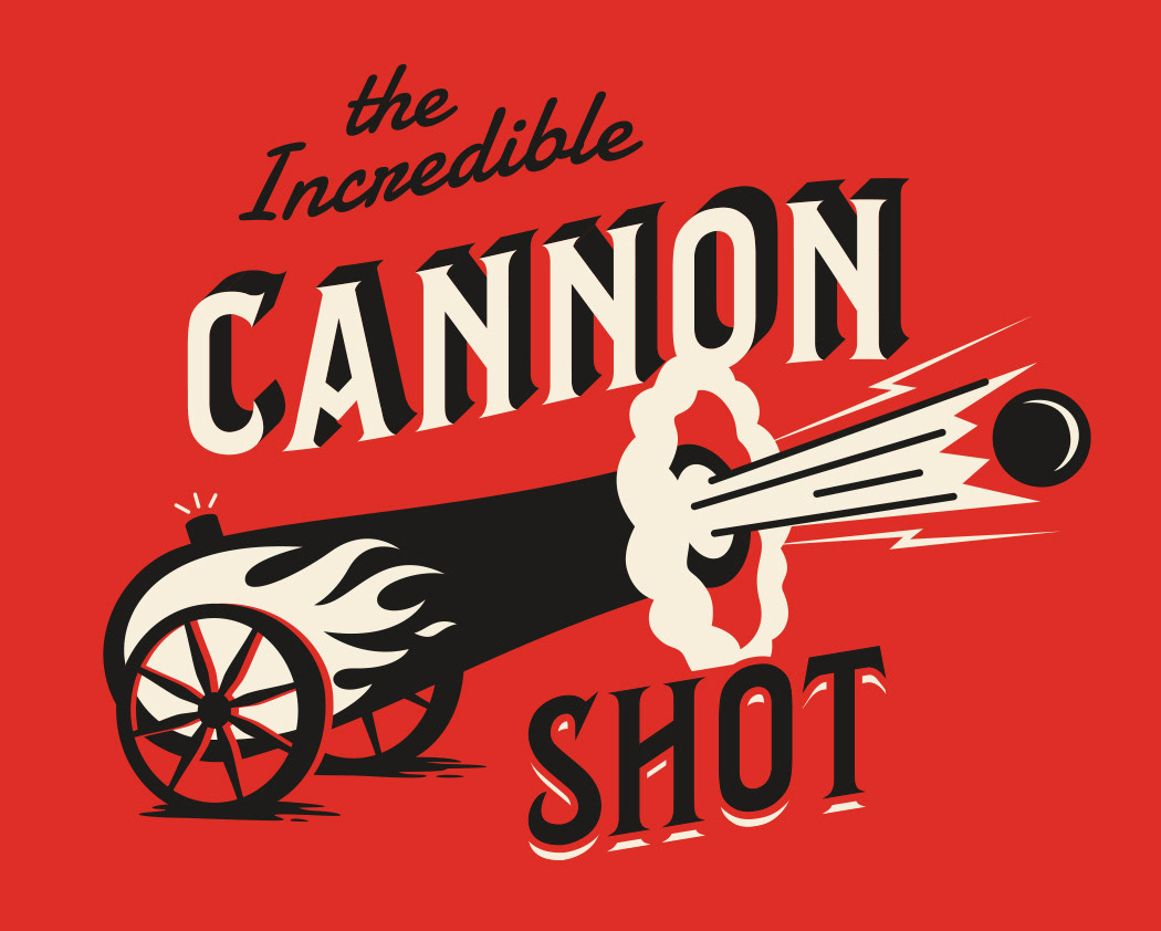 Logo design for the Incredible Cannon Shot Cinnamon Flavored Vodka.