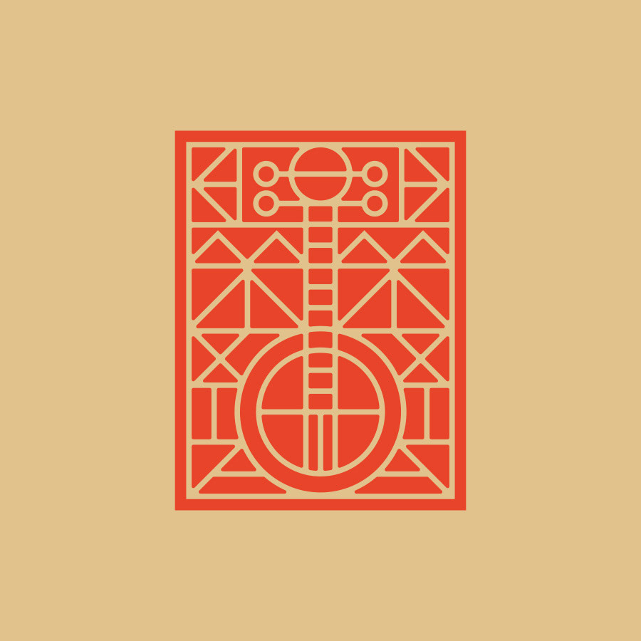 Geometric banjo illustration designed with simple shapes by Scott Whitehouse.