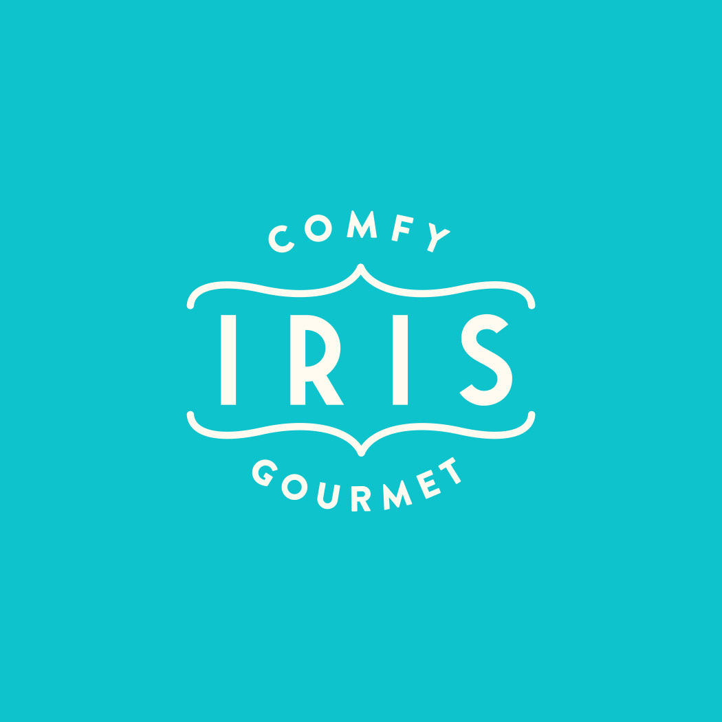 Iris Eats Comfy Gourmet food logo type.