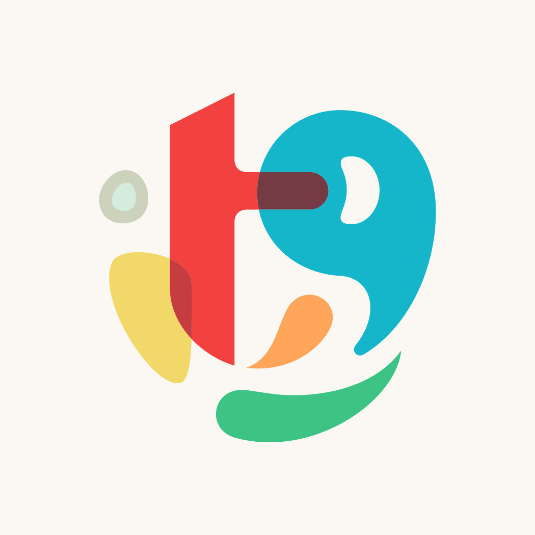 Tandem Glass Works logo symbol design by Scott Whitehouse, featuring abstract TG monogram with organic, colorful shapes overlayed to look like glass.