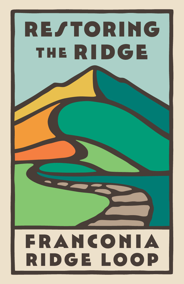 Restoring the Ridge poster graphic for the Franconi Ridge Loop project, featuring a mountain trail and bold graphics