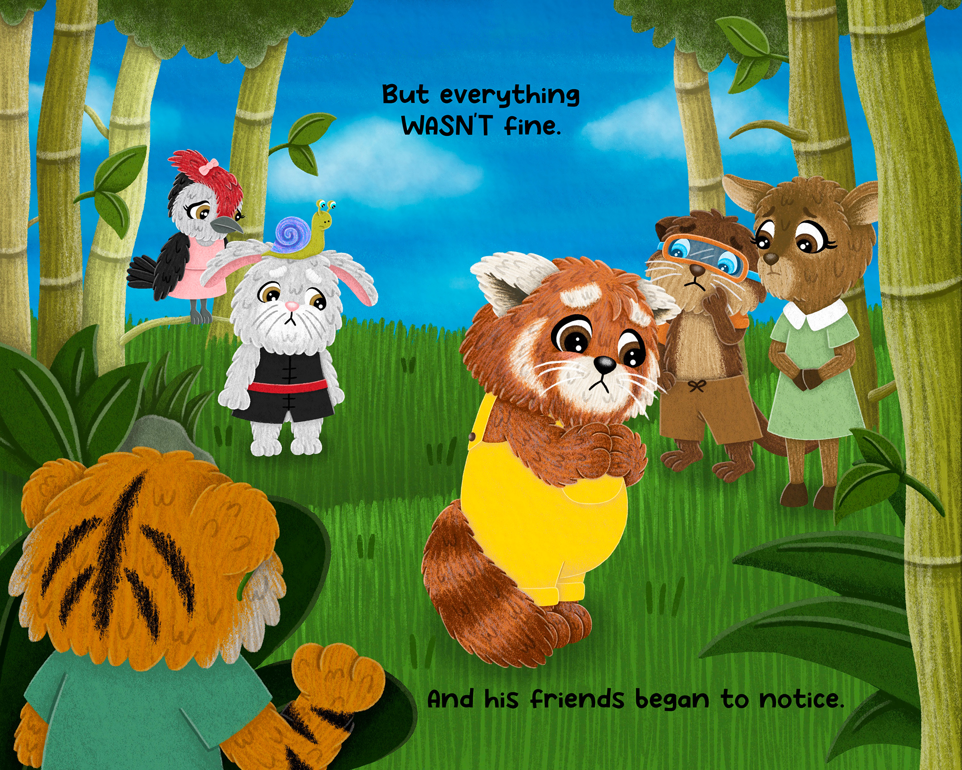 Red Gets The Blues Page Illustration