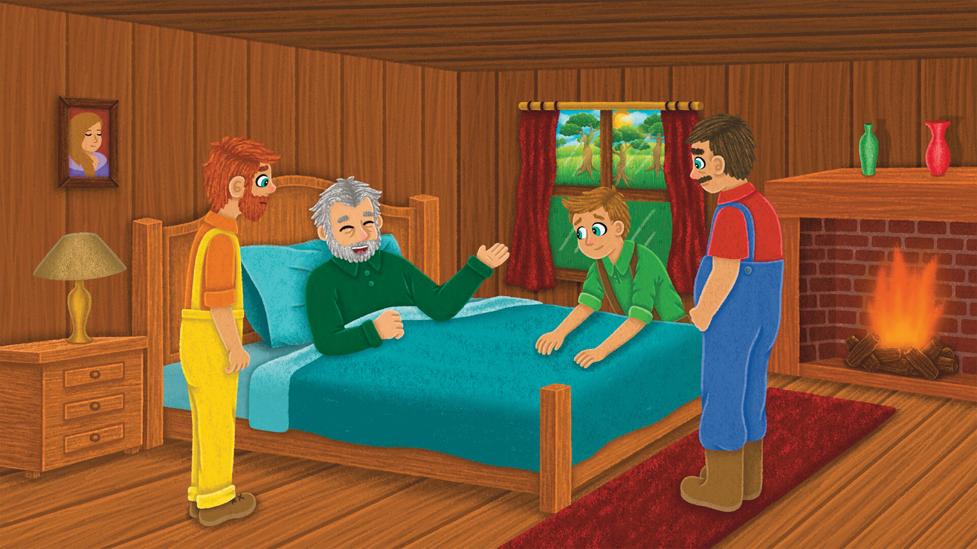 Three Green Ladies Story Illustration