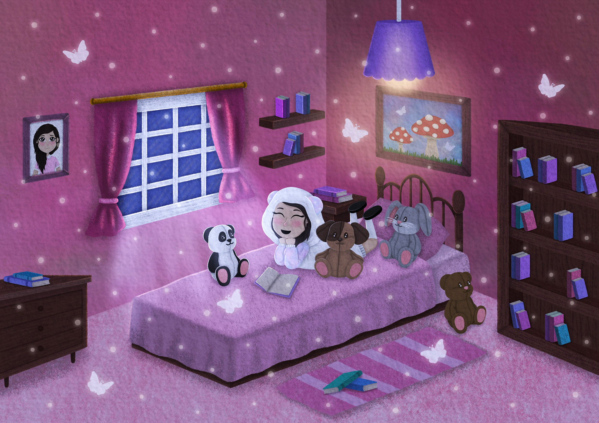 Panda Girl in Bedroom