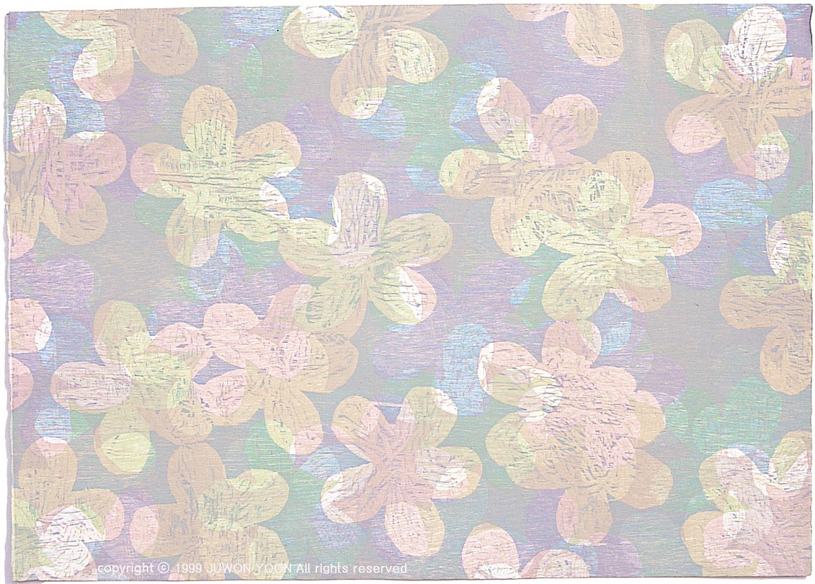 FLOWERS 50x70cm, woodcut, 1999