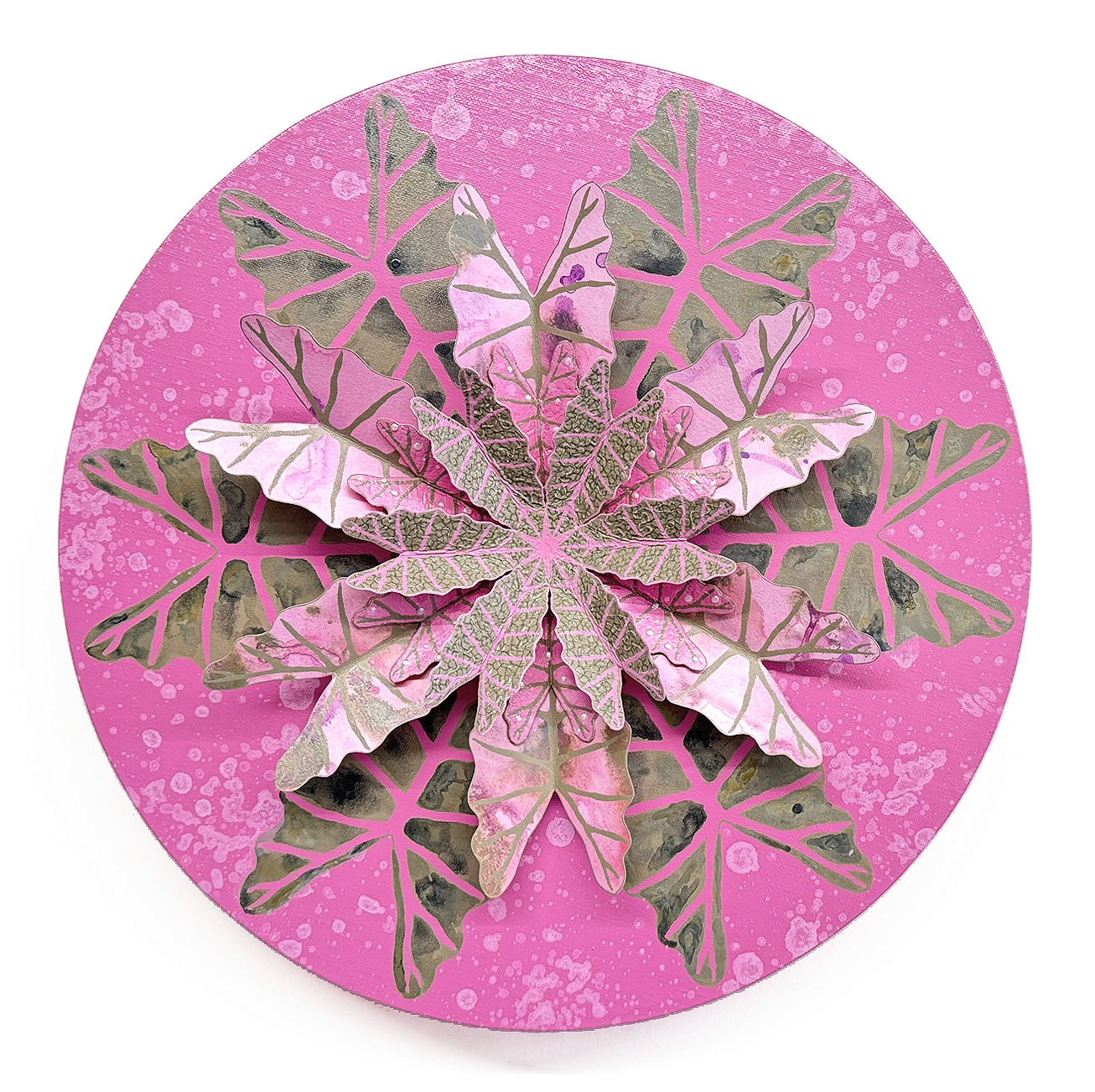 여섯잎의 순환 REBIRTH-HEXA FOLIAGE NO.1 Ø 40cm, mixed media on canvas, 2025