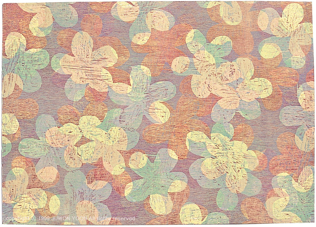 FLOWERS 50x70cm, woodcut, 1999