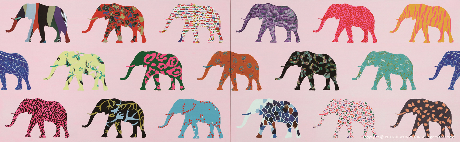 데코펀트 DECOPHANTS 73☓223.5cm acrylic and collage on canvas 2016