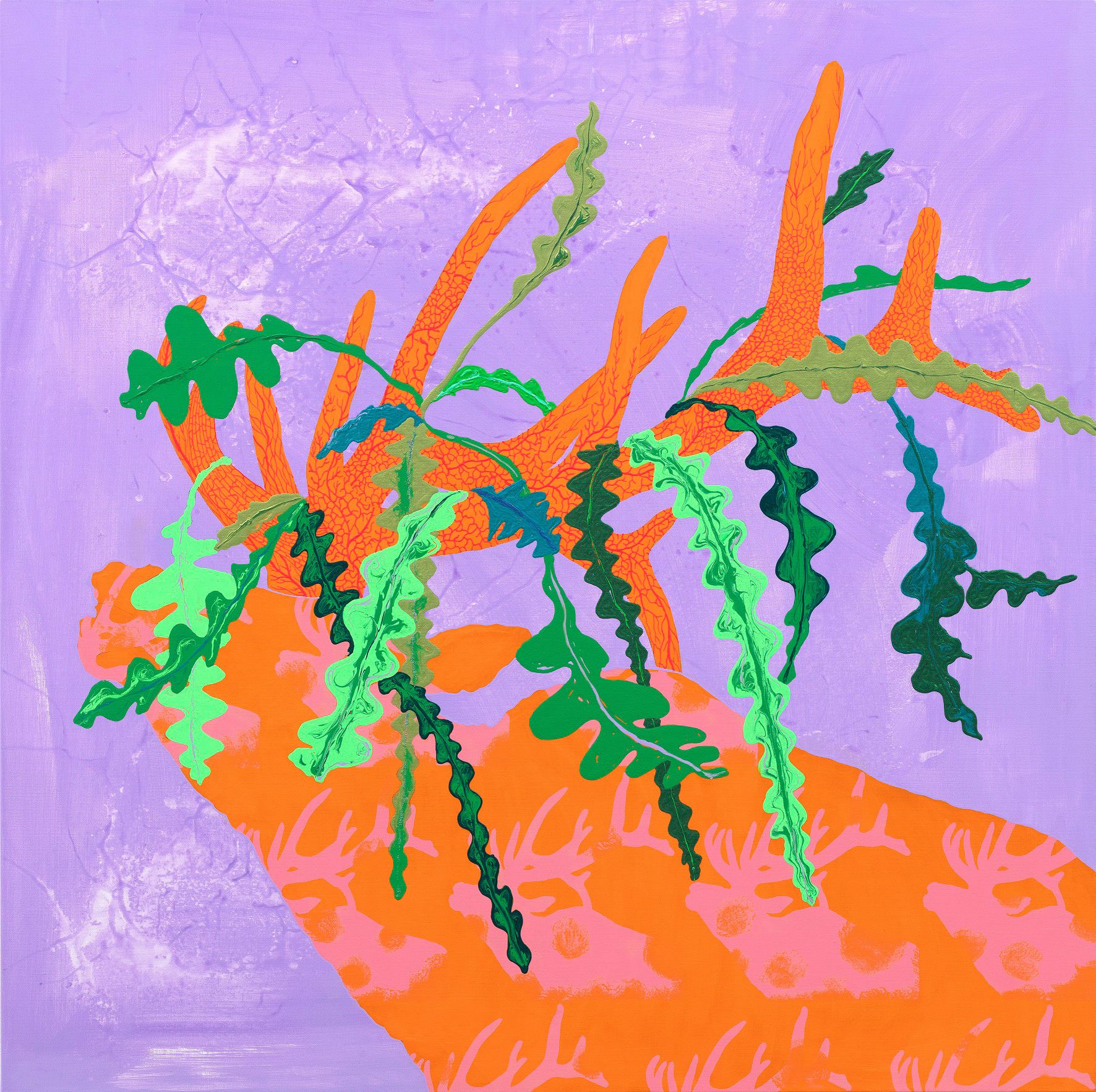 피쉬본 사슴뿔 PLANTER (FISHBONE) 91x91cm, acrylic on canvas, 2022