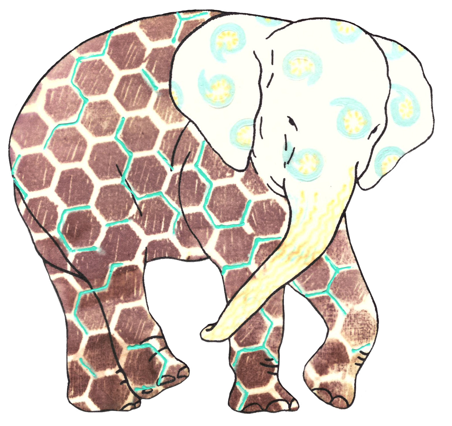 상아없는 데코펀트 DECOPHANT without IVORY 10 12x13cm silkscreen monotype print 2020
