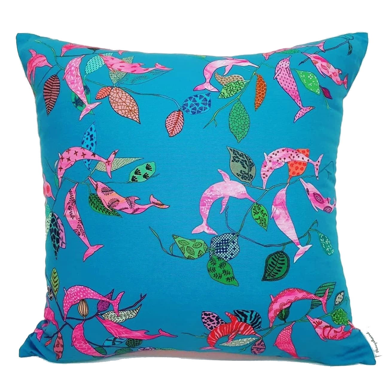 PINK DOLPHIN (in blue)cushion cover 50x50cm 