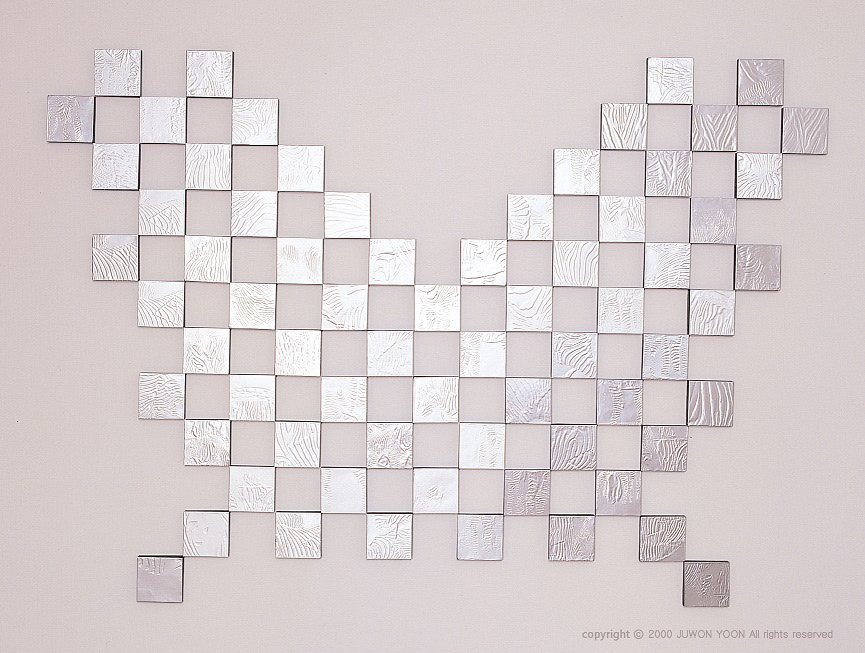 삼각형 찾기 HIDDEN TRIANGLE 10x10cm each, aluminum plate embossing and MDF, 2000