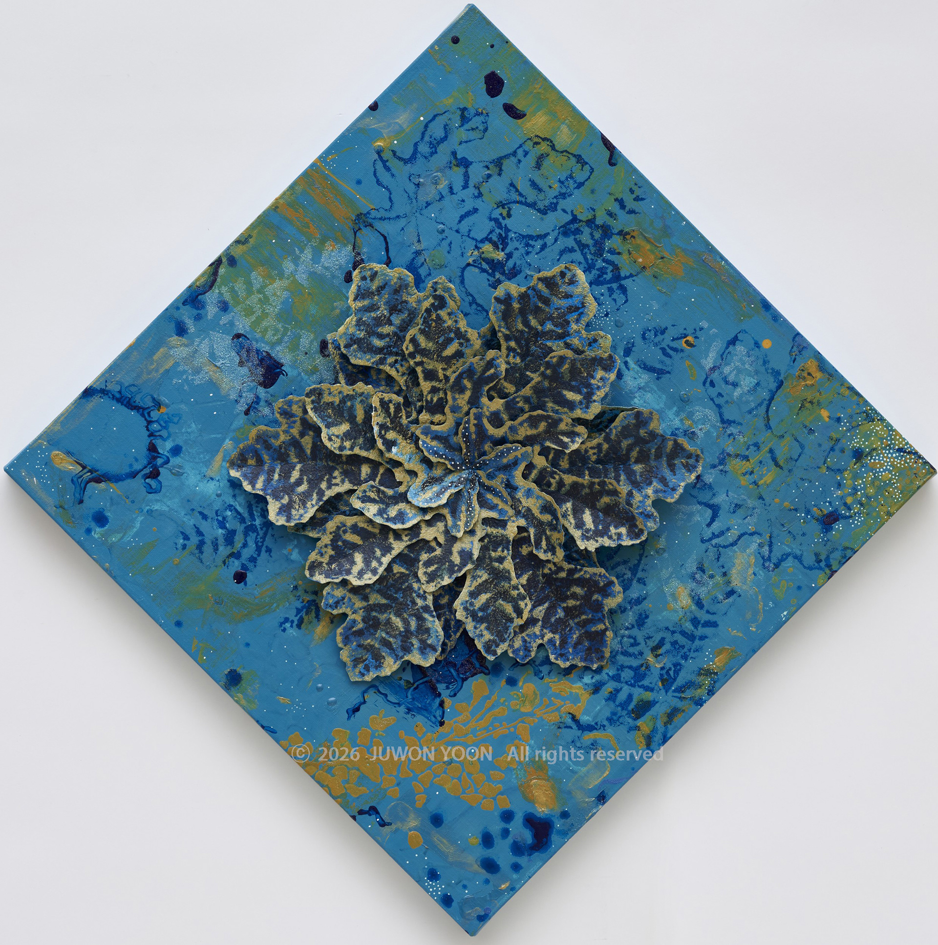 여섯잎의 순환:심연 Rebirth-Hexa Foliage: Depth 73x73cm mixed media on canvas 2026