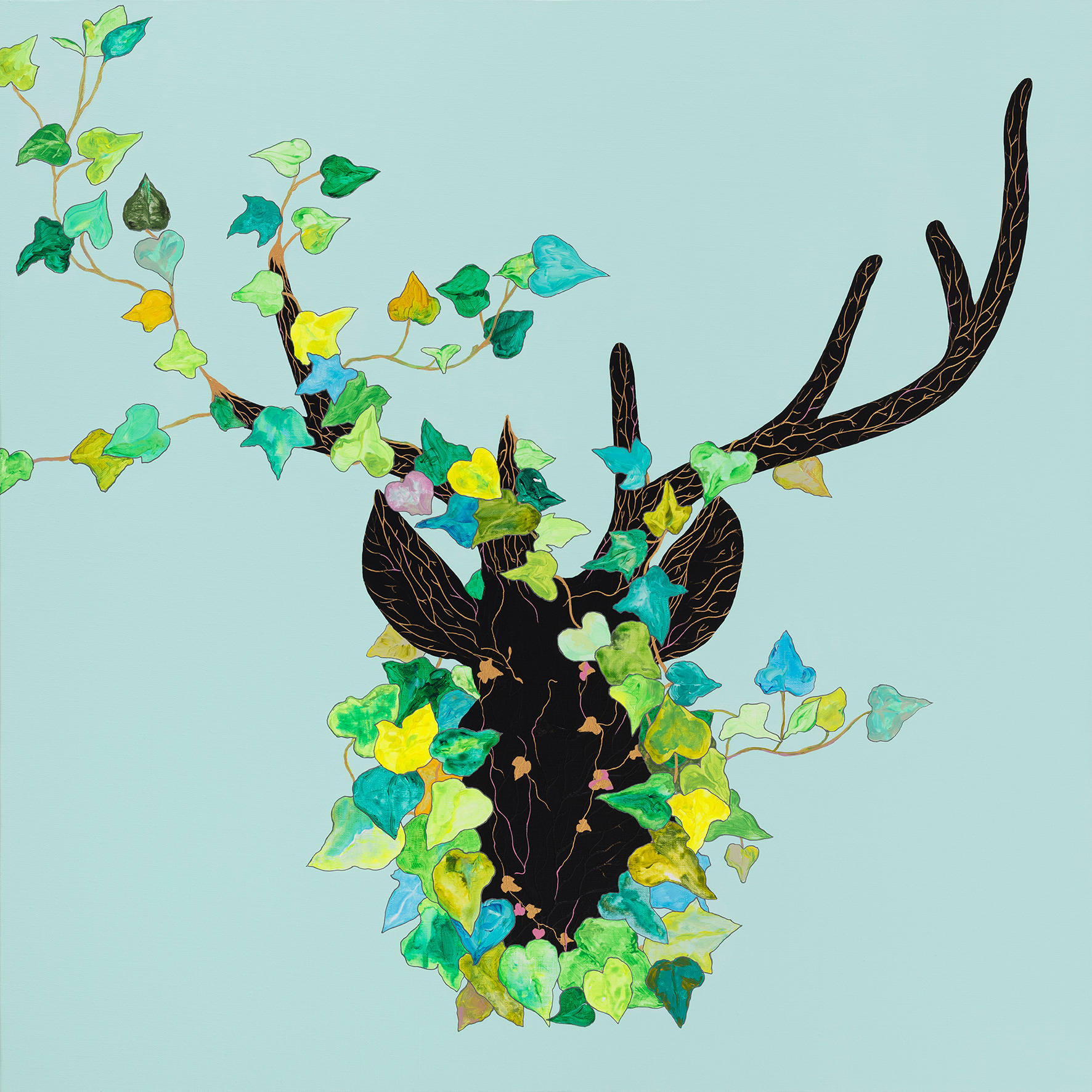 아이비 사슴뿔 IVY ANTLER  91x91cm, acrylic on canvas, 2022