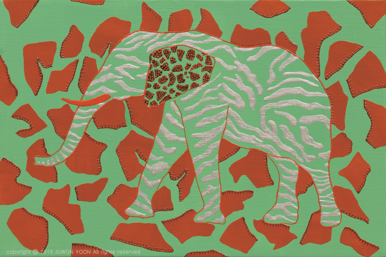 미니데코펀트05 MINI DECOPHANT05 27x34cm acrylic and collage on canvas 2016