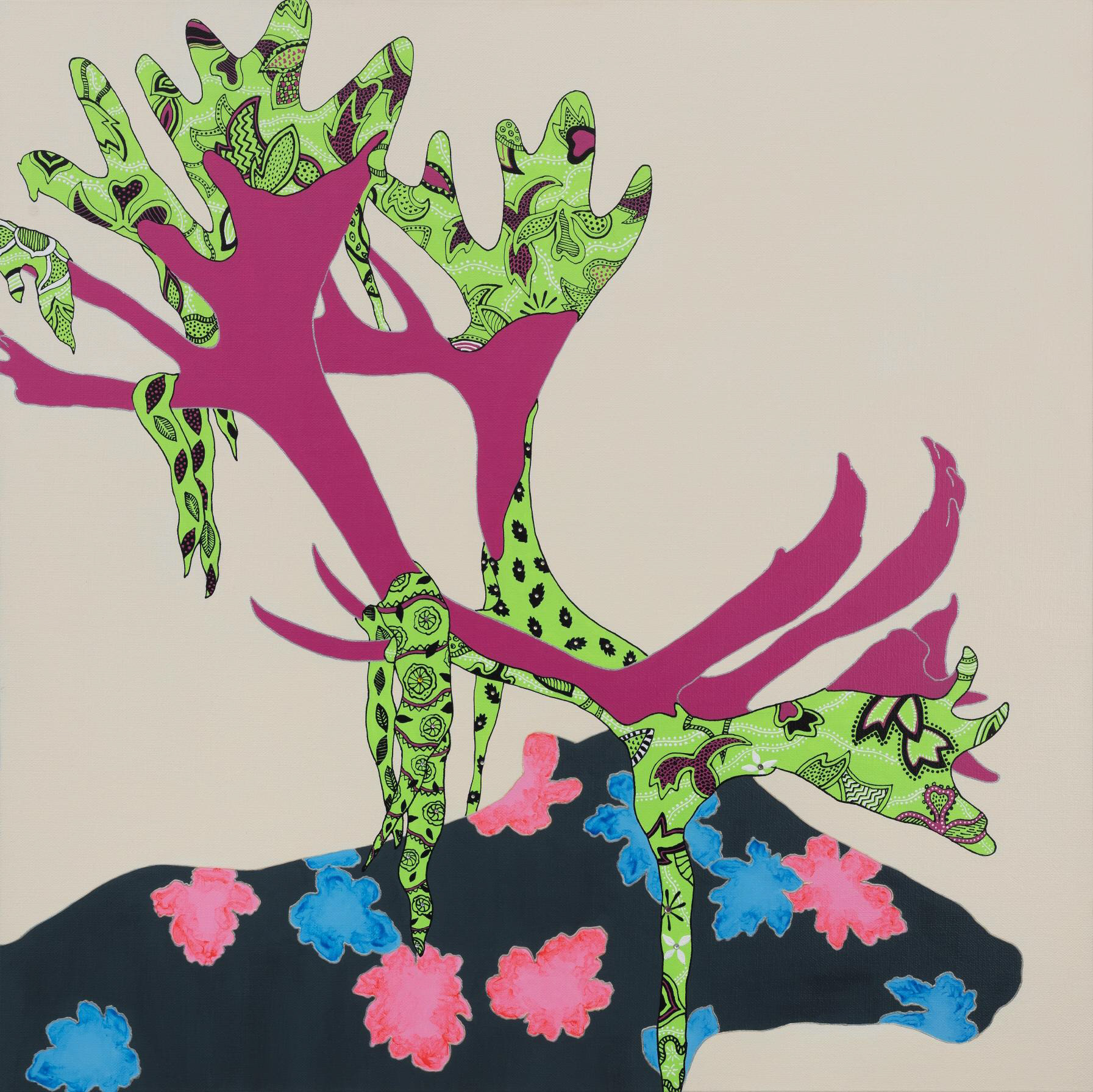 늘어진 가죽 DROOPY VELVET 60.5x60.5cm, acrylic on canvas, 2021