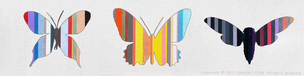  줄무늬날개 STRIPE WINGS 100x25cm acrylic on canvas 2013