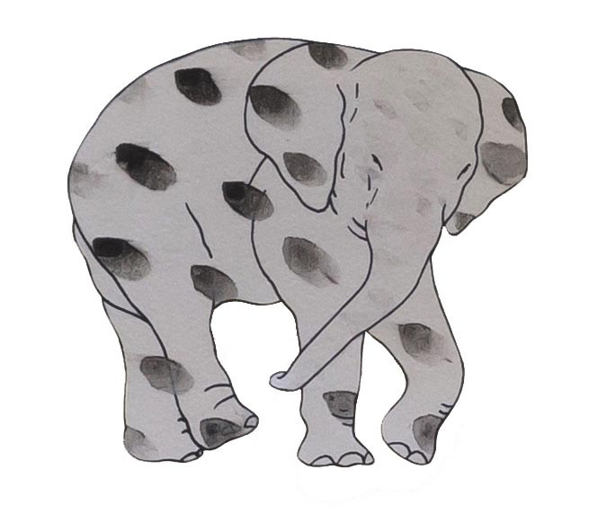 상아없는 데코펀트 DECOPHANT without IVORY 02 12x13cm silkscreen monotype print 2020