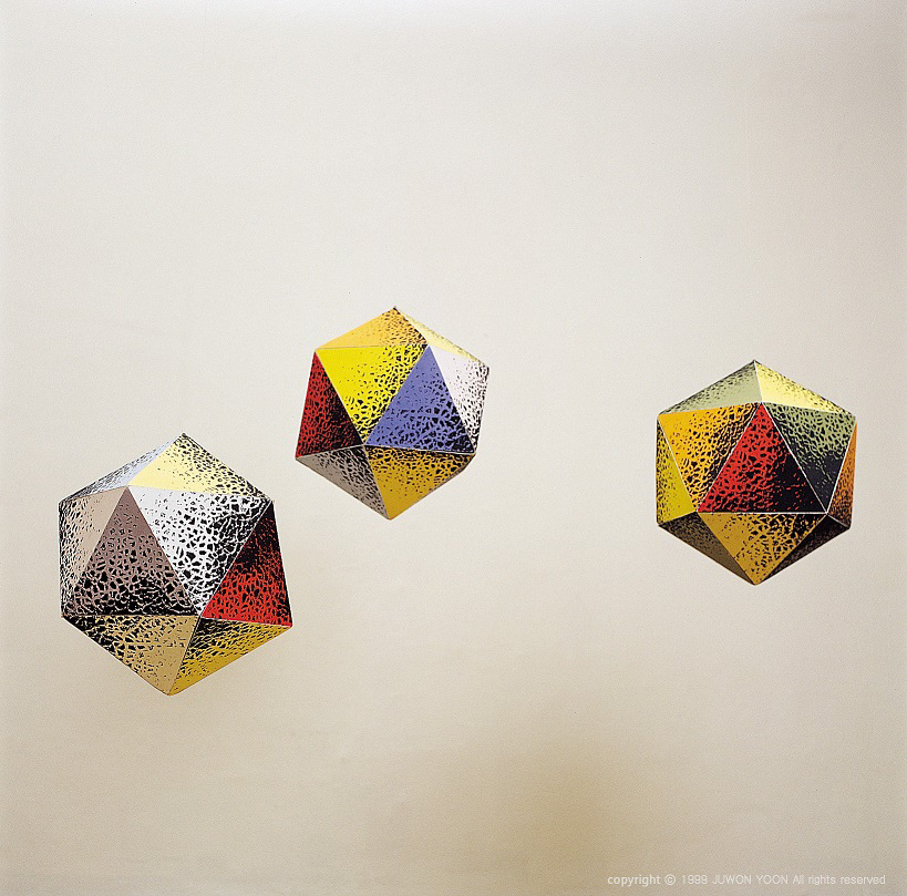 MELON3 30x30x30cm, silkscreen and foamboard, installation, 1999