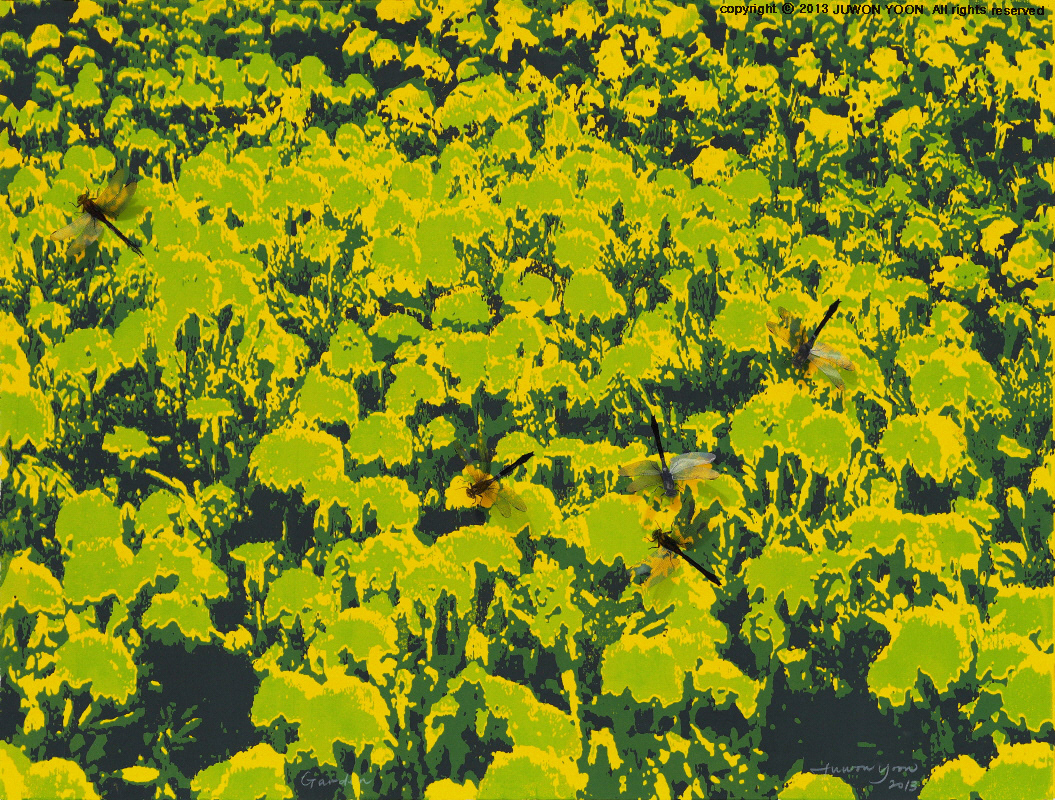  정원 THE GARDEN 65.5x50cm silkscreen and collage on fabriano 2013