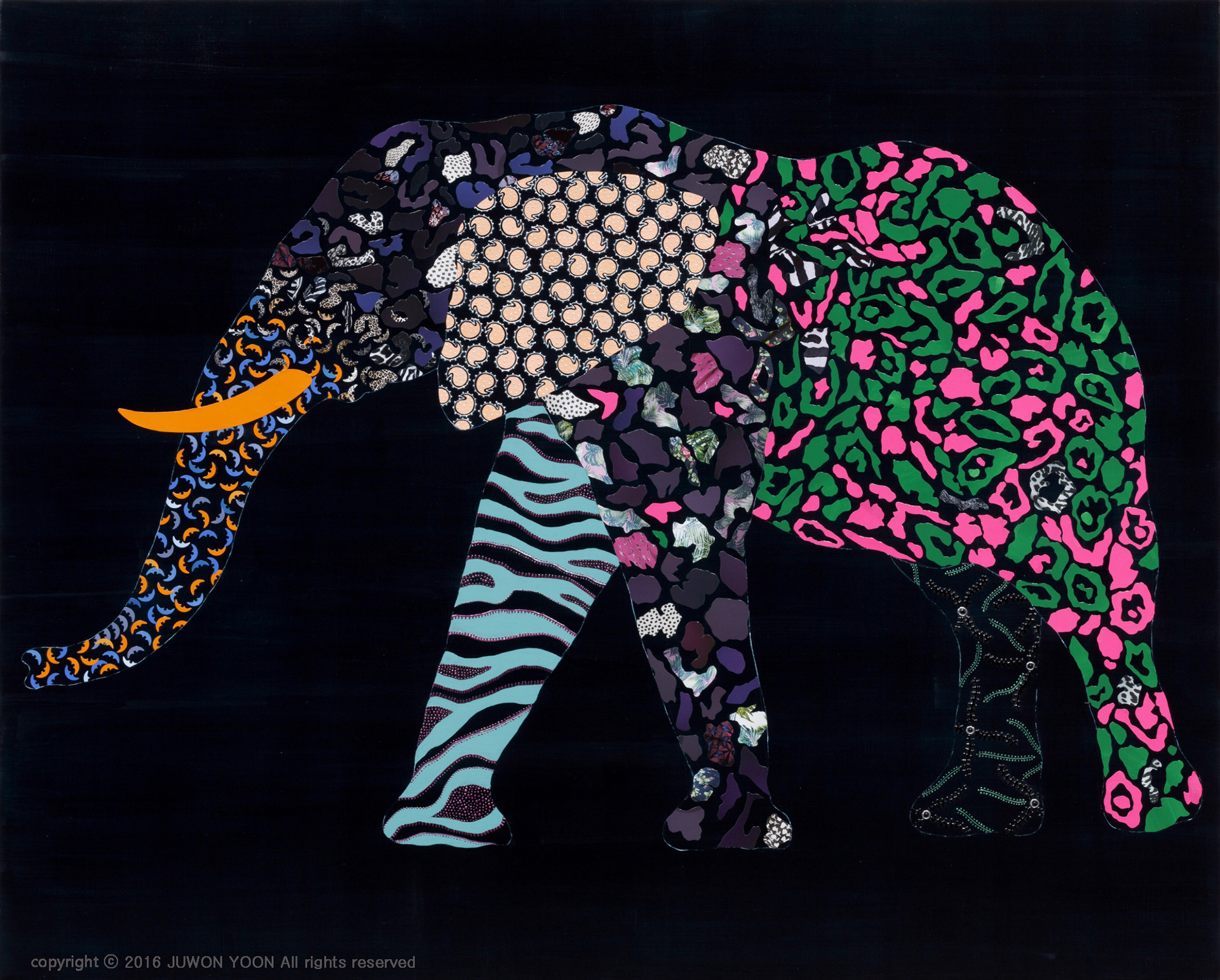 데코펀트2 DECOPHANT2 130.3☓160.2cm acrylic and collage on canvas 2016